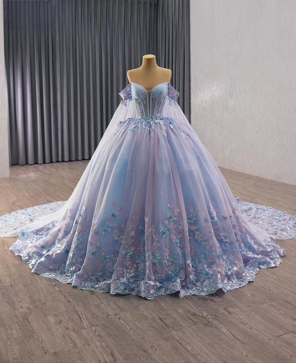 Lavender Lace Ball Gown, Cinderella Fairytale Wedding Dress