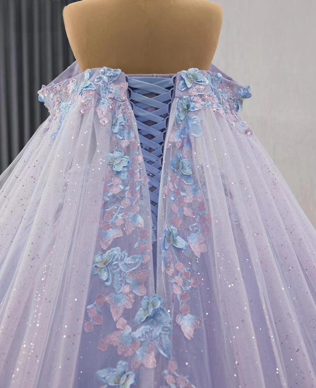 Lavender Lace Ball Gown, Cinderella Fairytale Wedding Dress