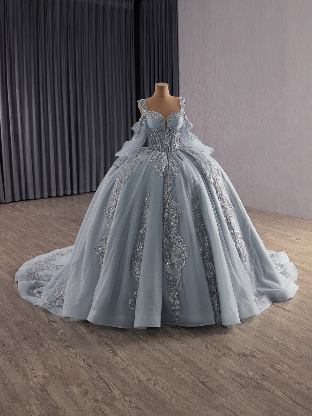 Silver Cinderella Dress, Disney Inspired Ball Gown, Fairytale Coloured Wedding Dress