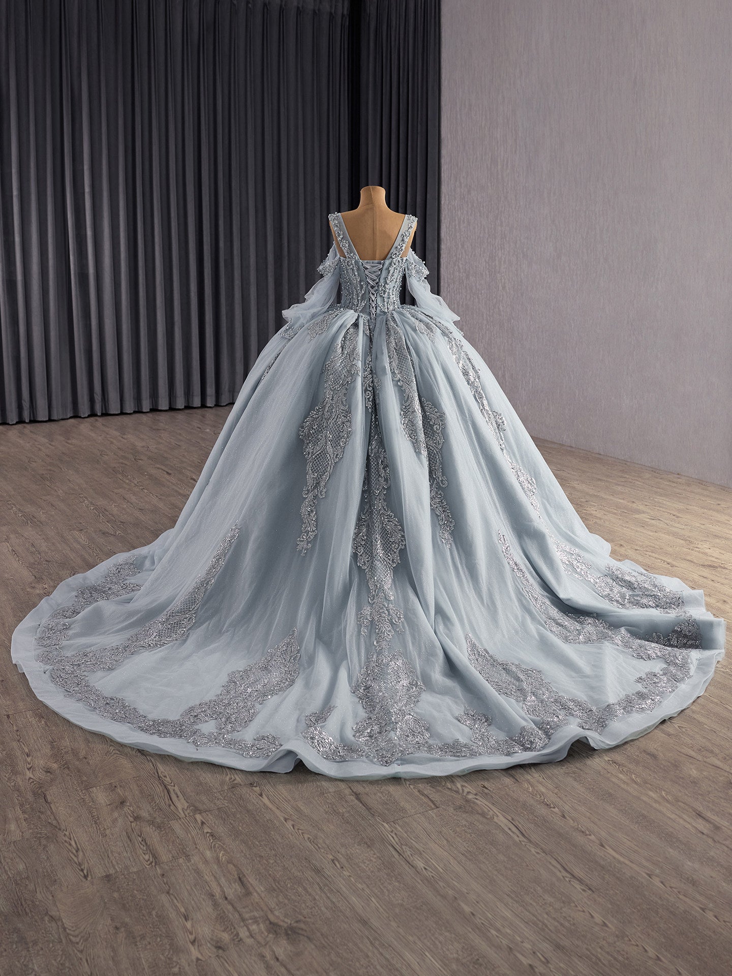 Silver Cinderella Dress, Disney Inspired Ball Gown, Fairytale Coloured Wedding Dress