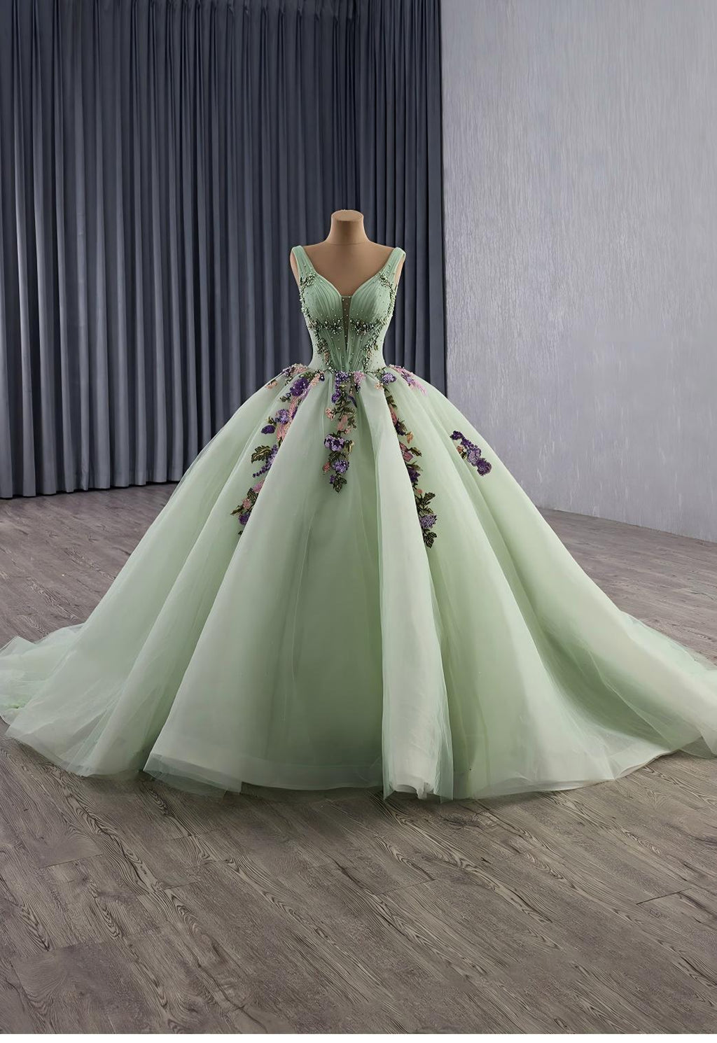 Green Sage Dress Cinderella wedding Dress| Custom Fairytale Ball Gown| Bridal Dress