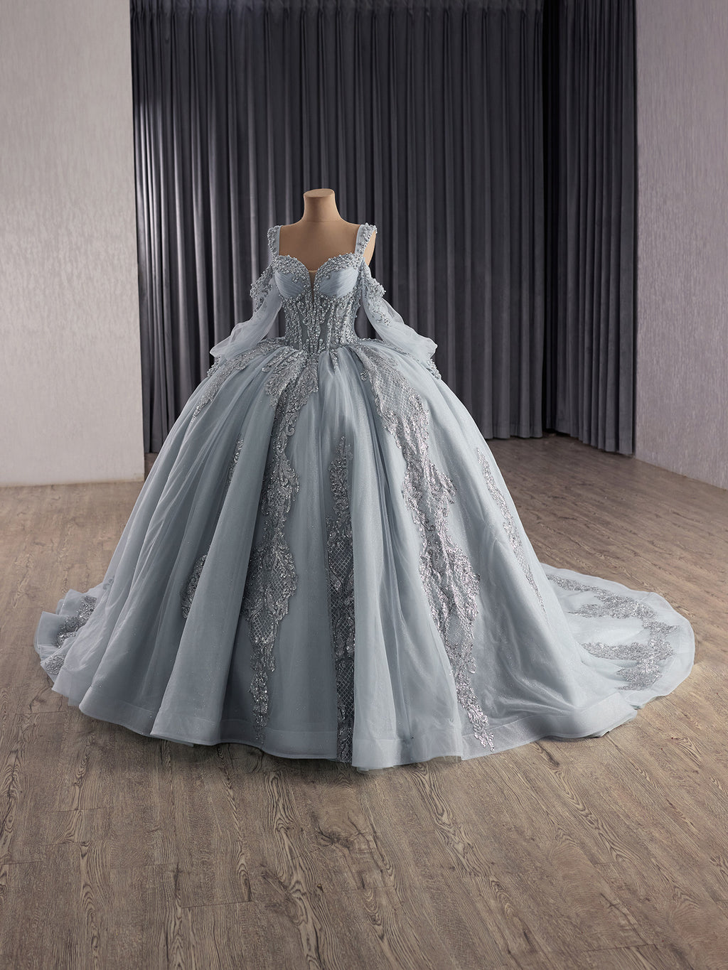 Silver Cinderella Dress, Disney Inspired Ball Gown, Fairytale Coloured Wedding Dress