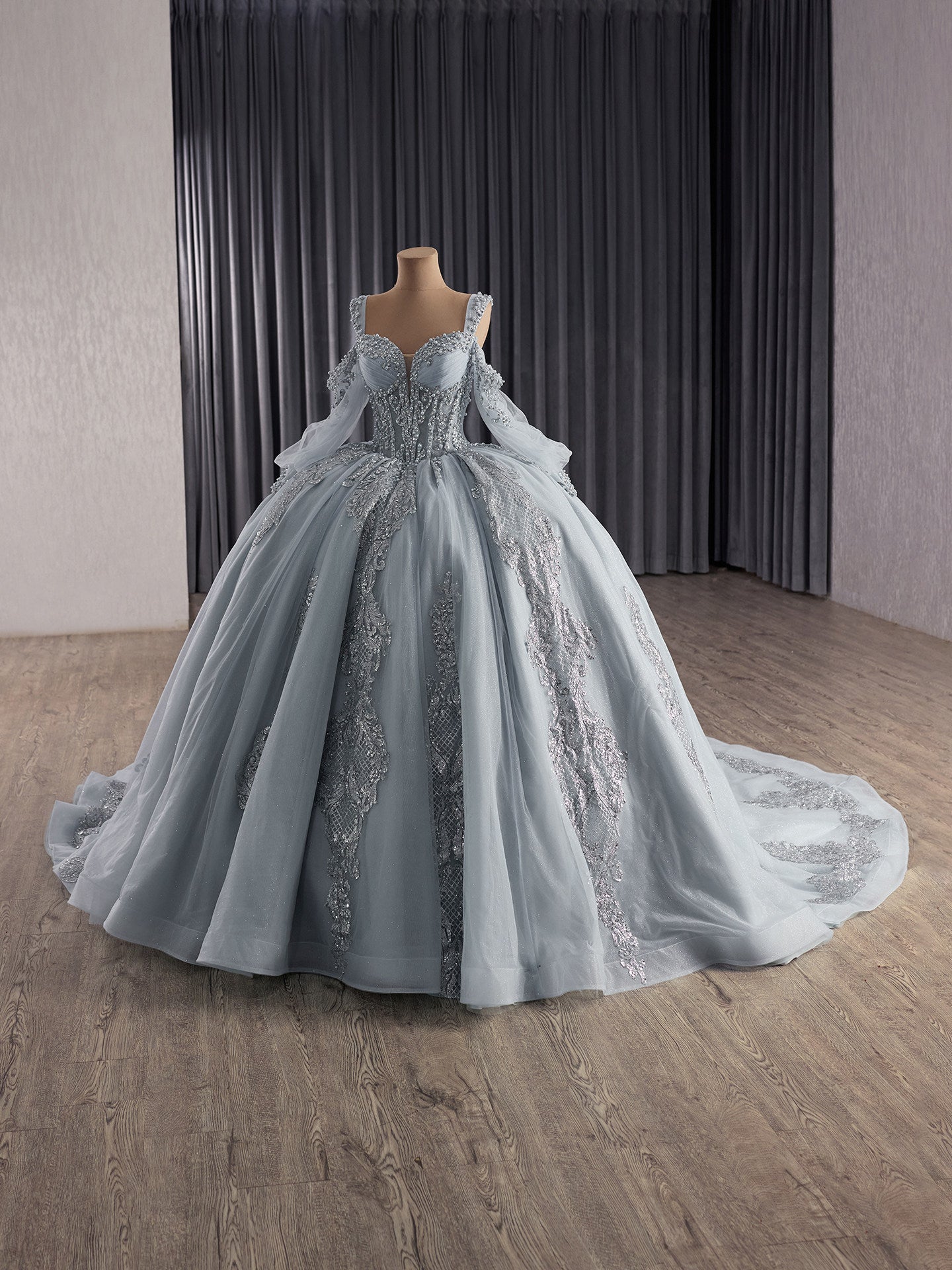 Silver Cinderella Dress, Disney Inspired Ball Gown, Fairytale Coloured Wedding Dress