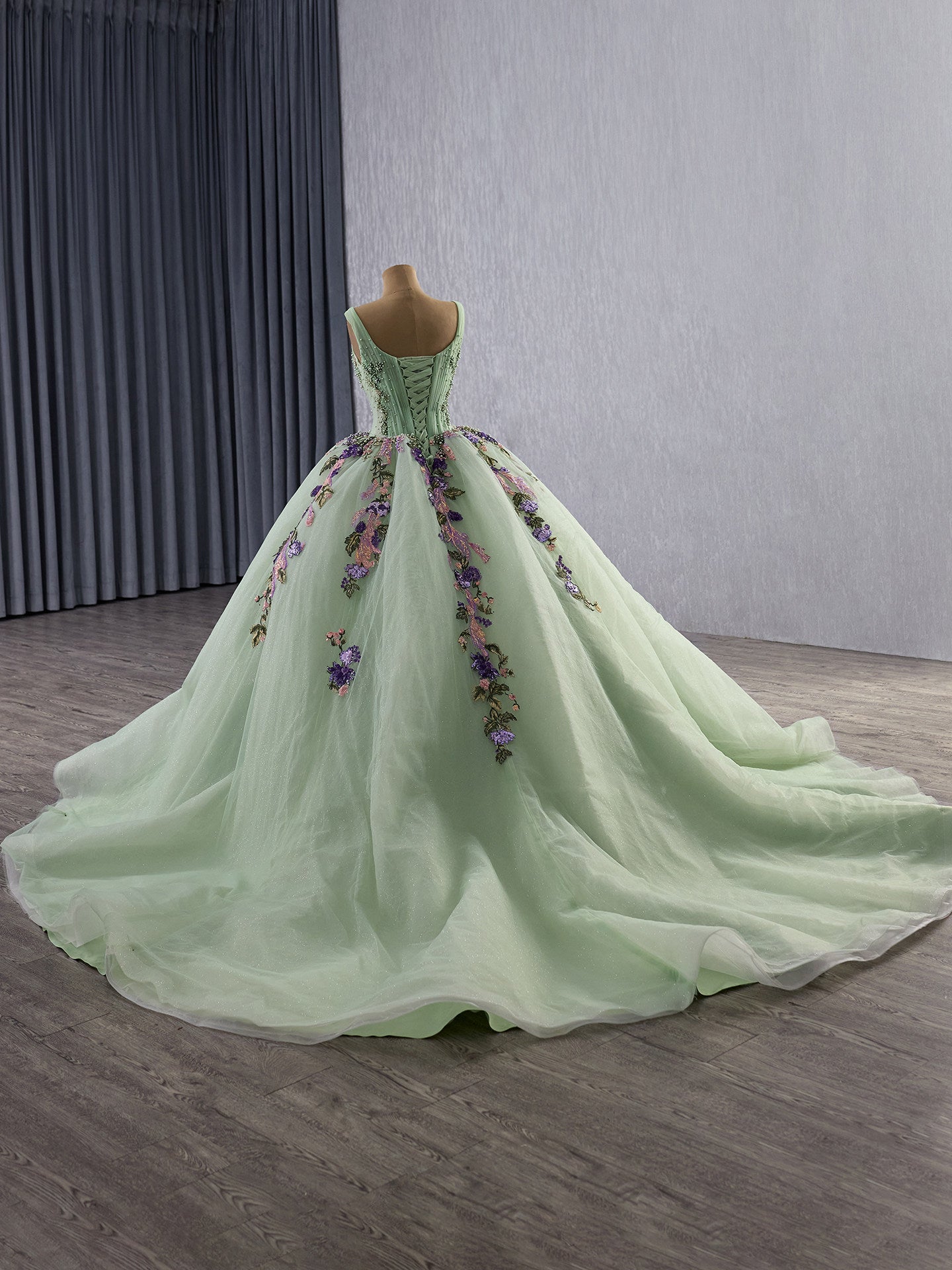 Green Sage Dress Cinderella wedding Dress| Custom Fairytale Ball Gown| Bridal Dress