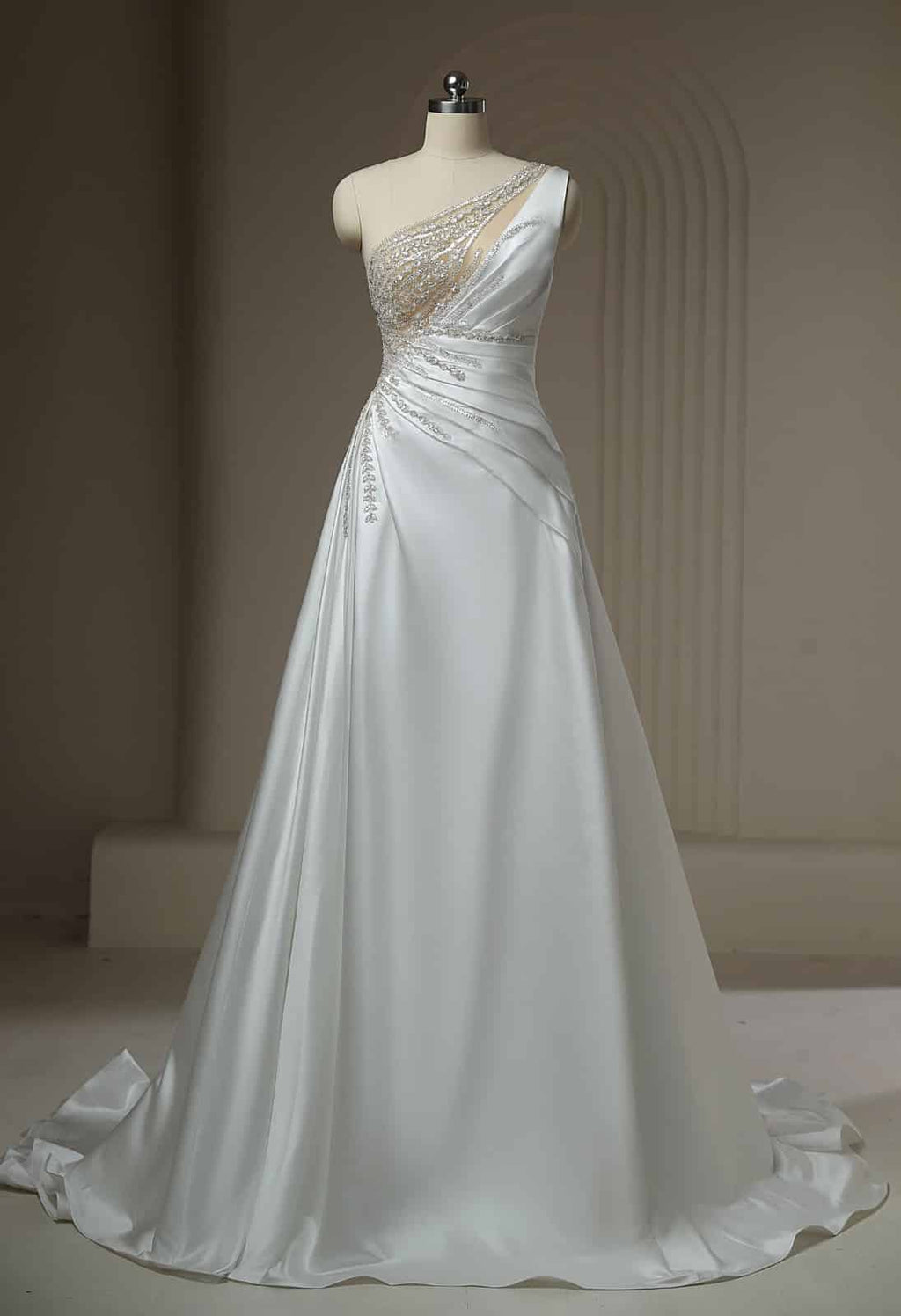 White wedding dress with classic fitted bodice