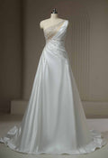 White wedding dress with classic fitted bodice