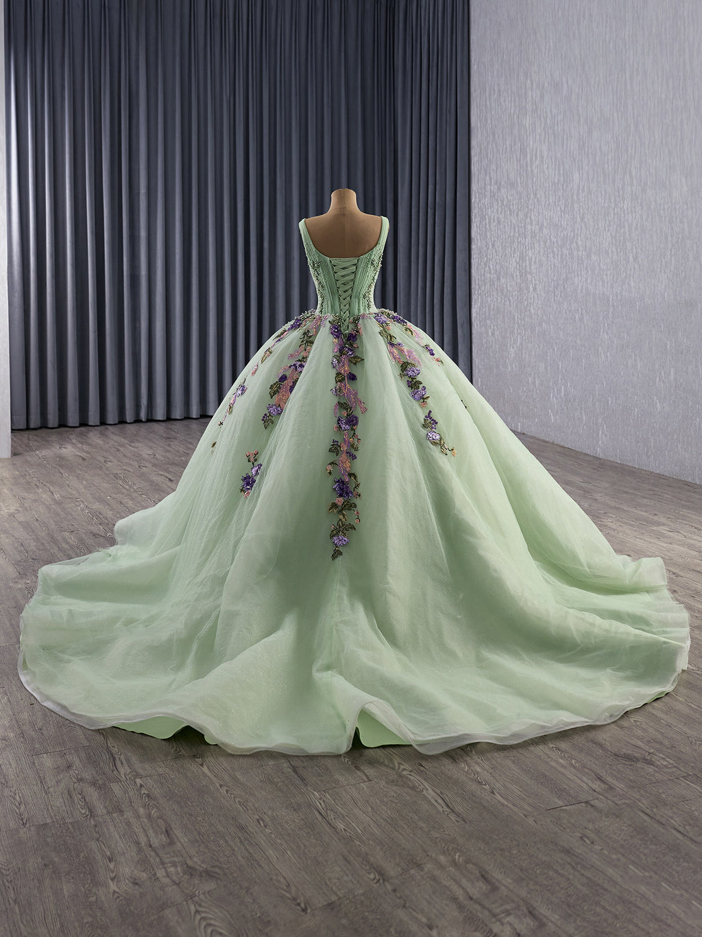 Green Sage Dress Cinderella wedding Dress| Custom Fairytale Ball Gown| Bridal Dress