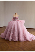 Dusty Ballgown, Luxury Cinderella Wedding Dress, Rhinestones Embroidery,