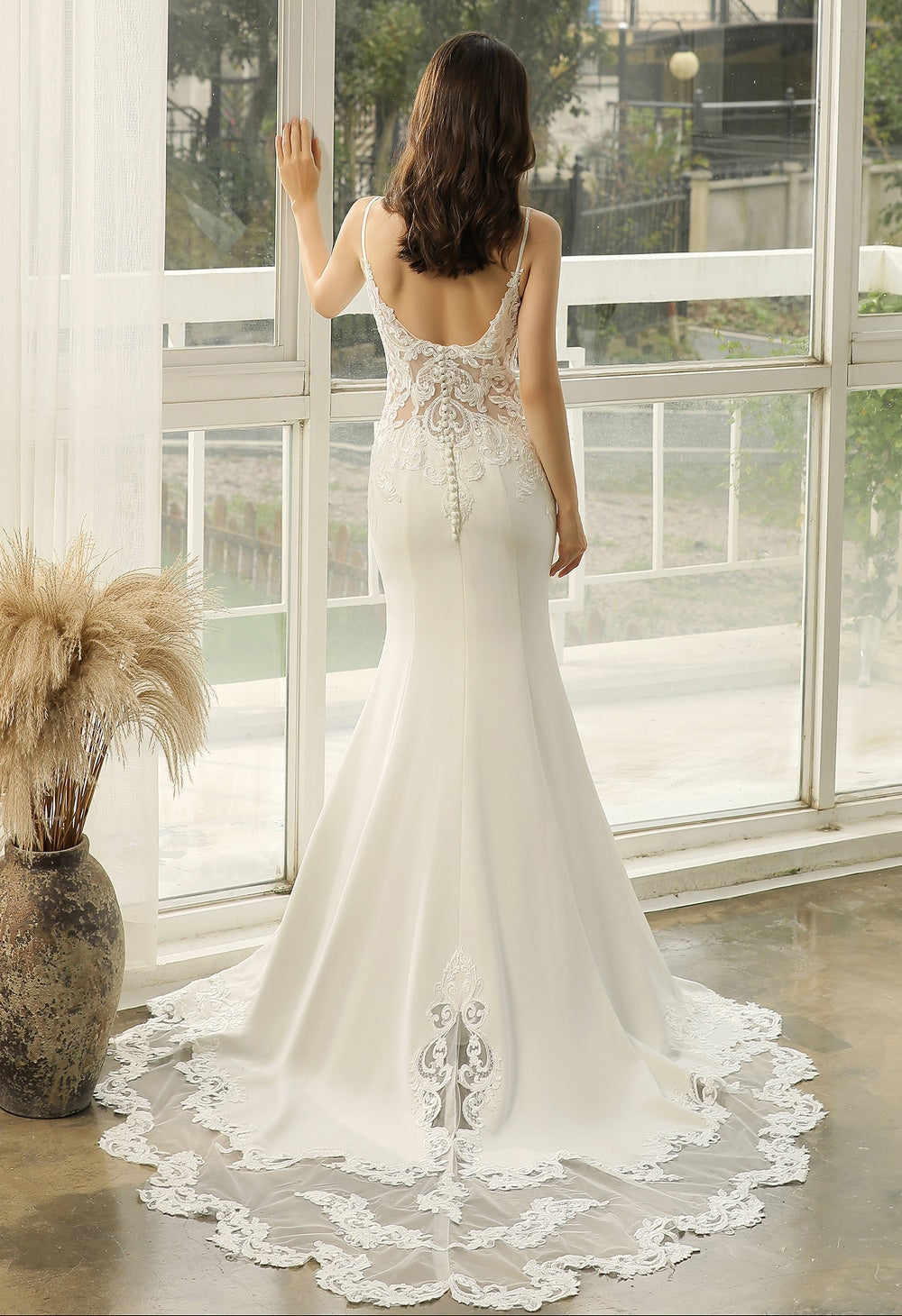 Modern bridal gown with elegant detailing