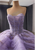 Lavender Lace Ball Gown, Cinderella Fairytale Wedding Dress