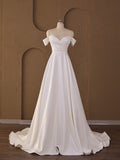 Off-Shoulder Ruched Wedding Dress | A-Line Bridal Gown