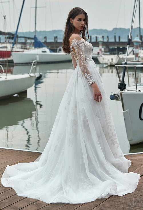 Designer wedding dress CK3345 with lace detailing