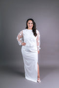 Luxury evening dress in boutique showroom Auckland