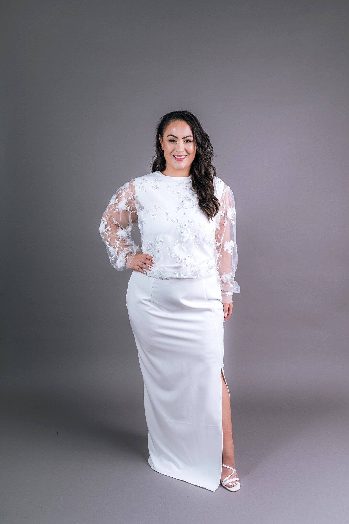Luxury evening dress in boutique showroom Auckland