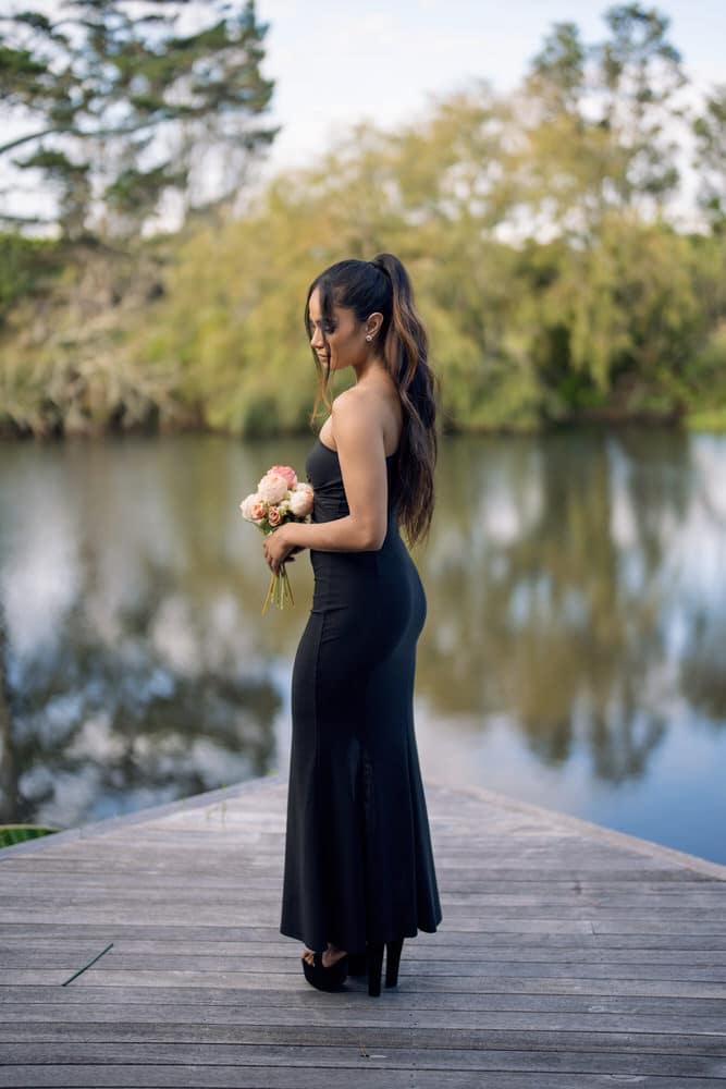 Modern bridal gown with sleek silhouette