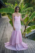 Modern wedding dress with sleek silhouette
