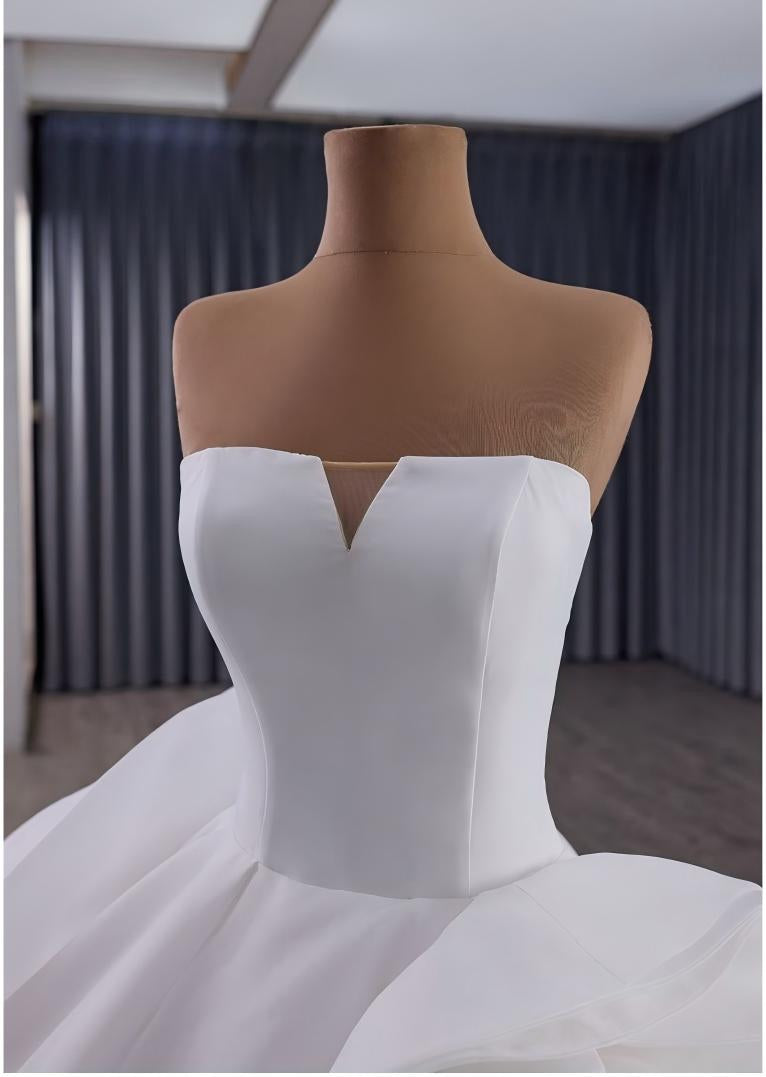 Sculptural Strapless Ball Gown Wedding Dress