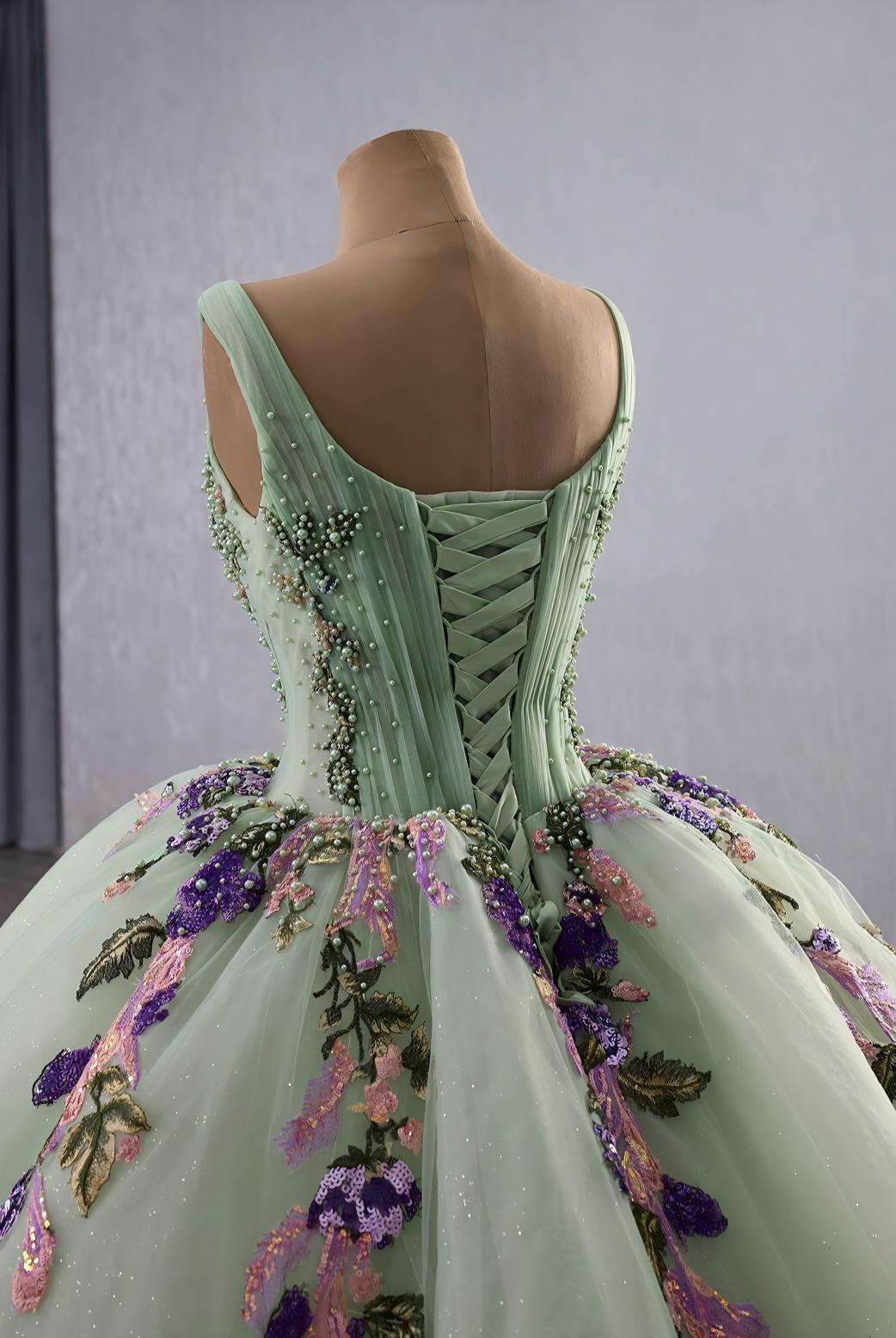 Green Sage Dress Cinderella wedding Dress| Custom Fairytale Ball Gown| Bridal Dress