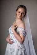 Romantic Floral Wedding Dress with Cathedral Veil