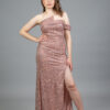 Rose-gold Off shoulder Sequin Dress