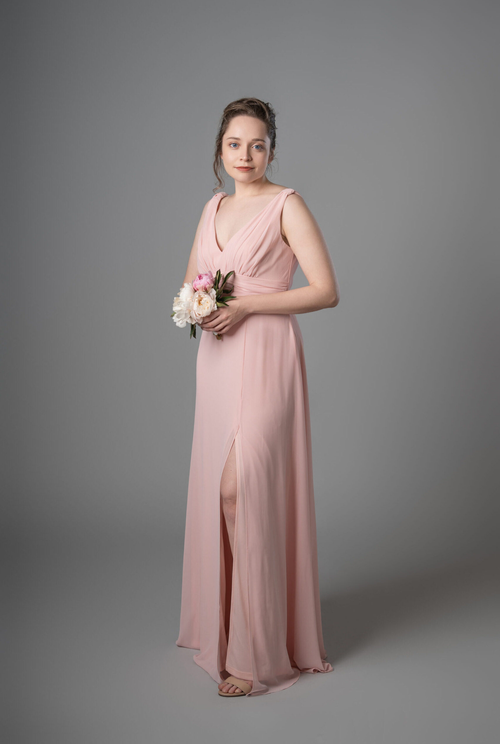 V Neckline Chiffon Bridesmaids Dress