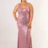 Pink V-neckline Sequin Maxi Dress