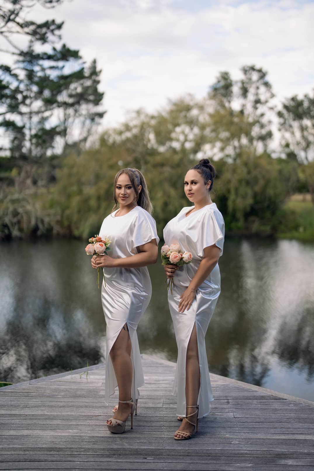 White Short Sleeved Bridesmaids Dress